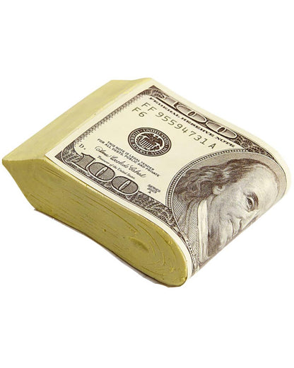 Stack of hundred-dollar bills on a white background