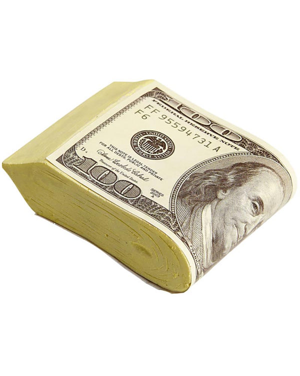 Stack of hundred-dollar bills on a white background