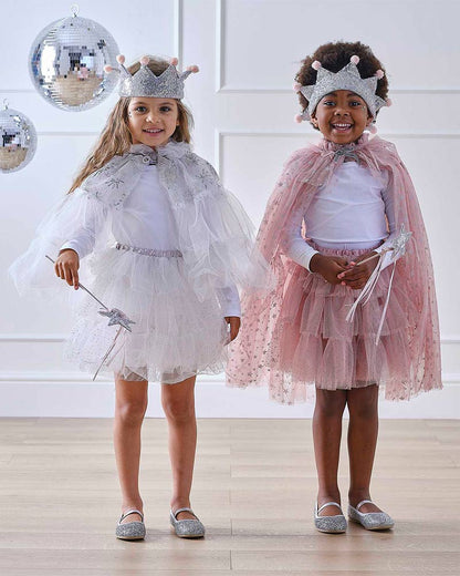 Fairy Princess White & Silver Sparkle Cape