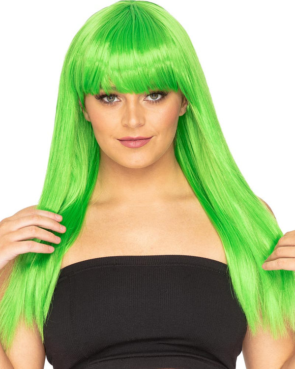 Fashion Deluxe Apple Green Long Wig