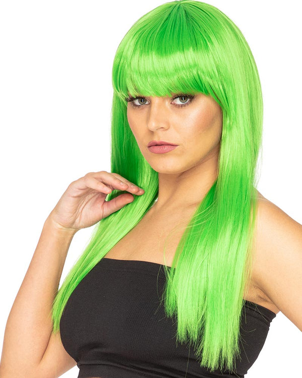 Fashion Deluxe Apple Green Long Wig