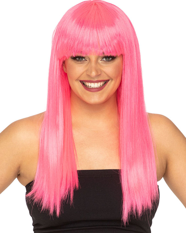 Fashion Deluxe Neon Pink Long Wig