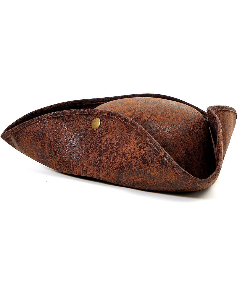 Faux Leather Colonial Tricorn Pirate Hat