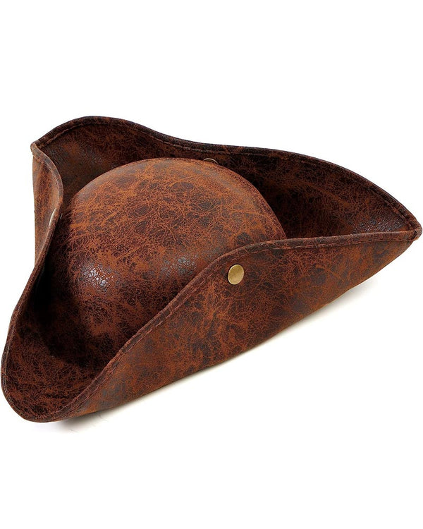 Faux Leather Colonial Tricorn Pirate Hat