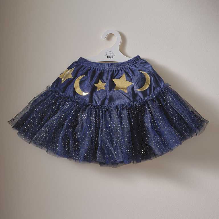 Fancy Dress Navy Velvet Sparkle Kids Wizard Tutu 5-7 Years