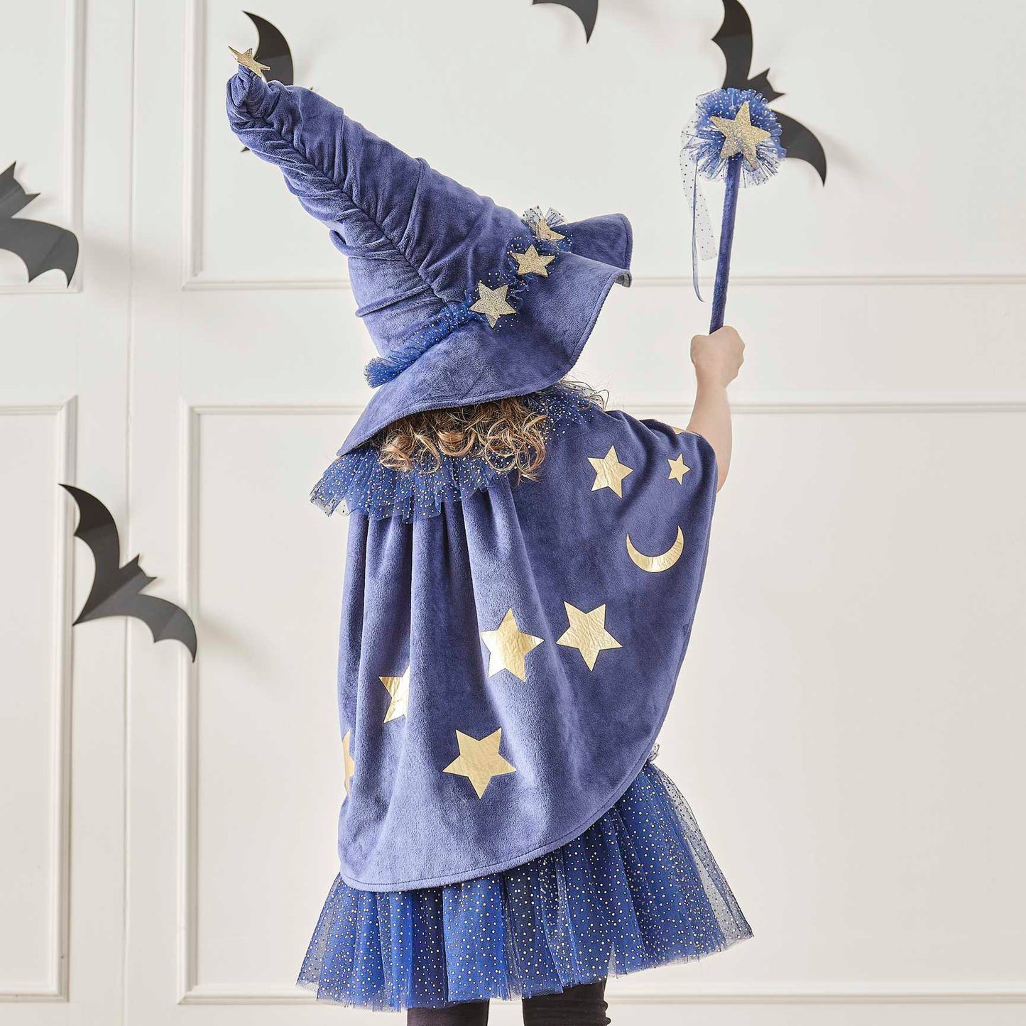 Fancy Dress Navy Velvet Sparkle Kids Wizard Tutu 5-7 Years