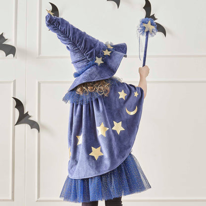 Fancy Dress Navy Velvet Sparkle Kids Wizard Tutu 5-7 Years