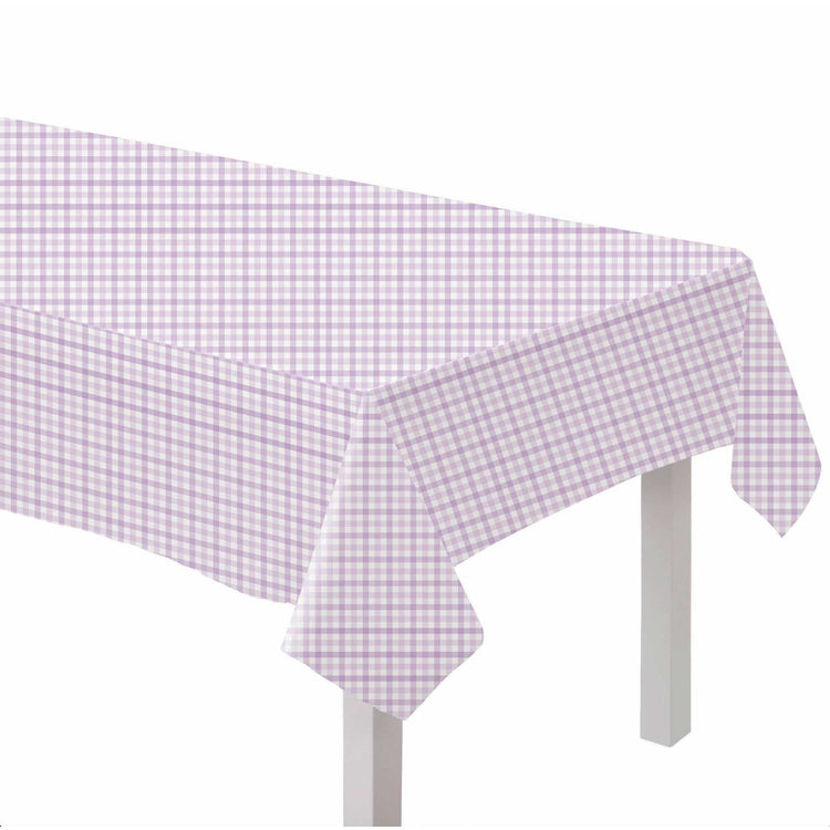 Gingham Paper Tablecover FSC Pastel Purple