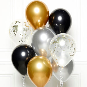 DIY Latex Balloon Kit Black Silver & Gold