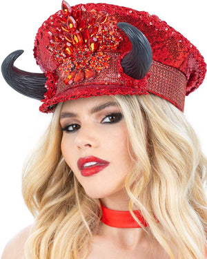 Fever Devil Red Sequin Deluxe Captains Hat