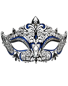 Filigree Black and Blue Metal Eye Mask