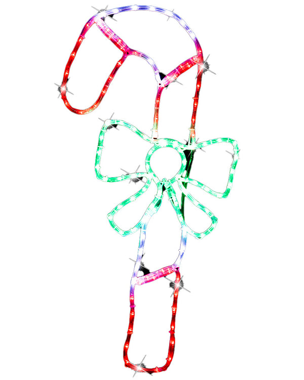 Flash Ropelight Christmas LED Candy Cane With Bow 90cm