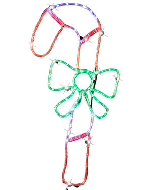 Flash Ropelight Christmas LED Candy Cane With Bow 90cm