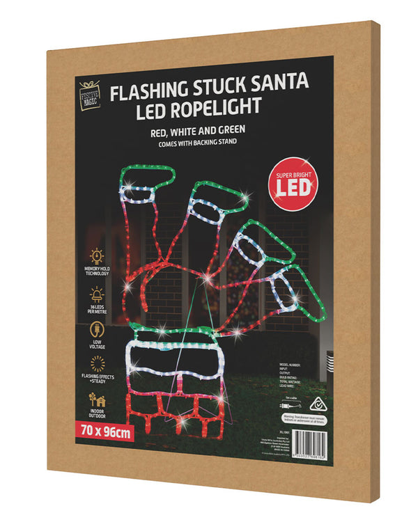Flash Ropelight Christmas LED Santa Stuck In Chimney
