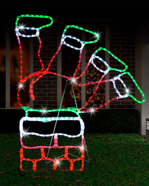 Flash Ropelight Christmas LED Santa Stuck In Chimney