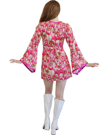 60s Flower Power Dress Womens Costume
