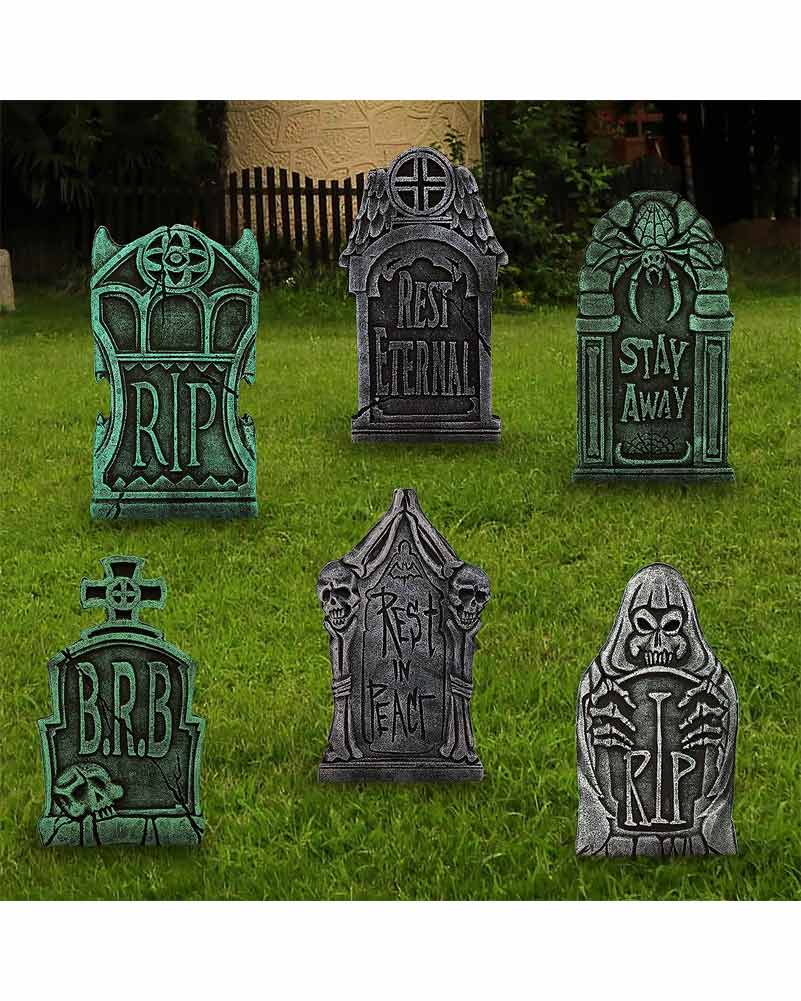 Spooky Graveyard Foam Tombstones Pack of 6