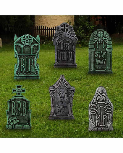 Spooky Graveyard Foam Tombstones Pack of 6