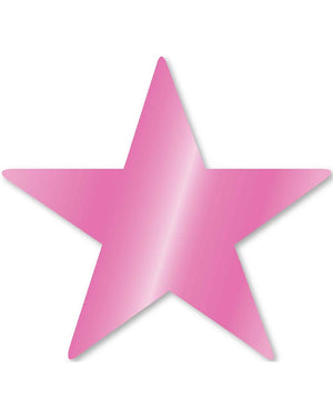 Bright Pink Foil Star Cutouts Pack of 5