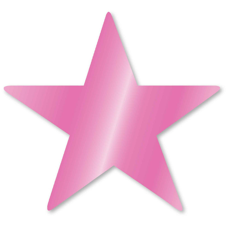 Bright Pink Foil Star Cutouts Pack of 5