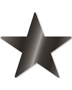 Jet Black Foil Star Cutouts Pack of 5