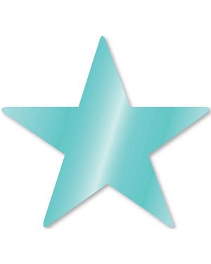 Robins Egg Blue Foil Star Cutouts Pack of 5