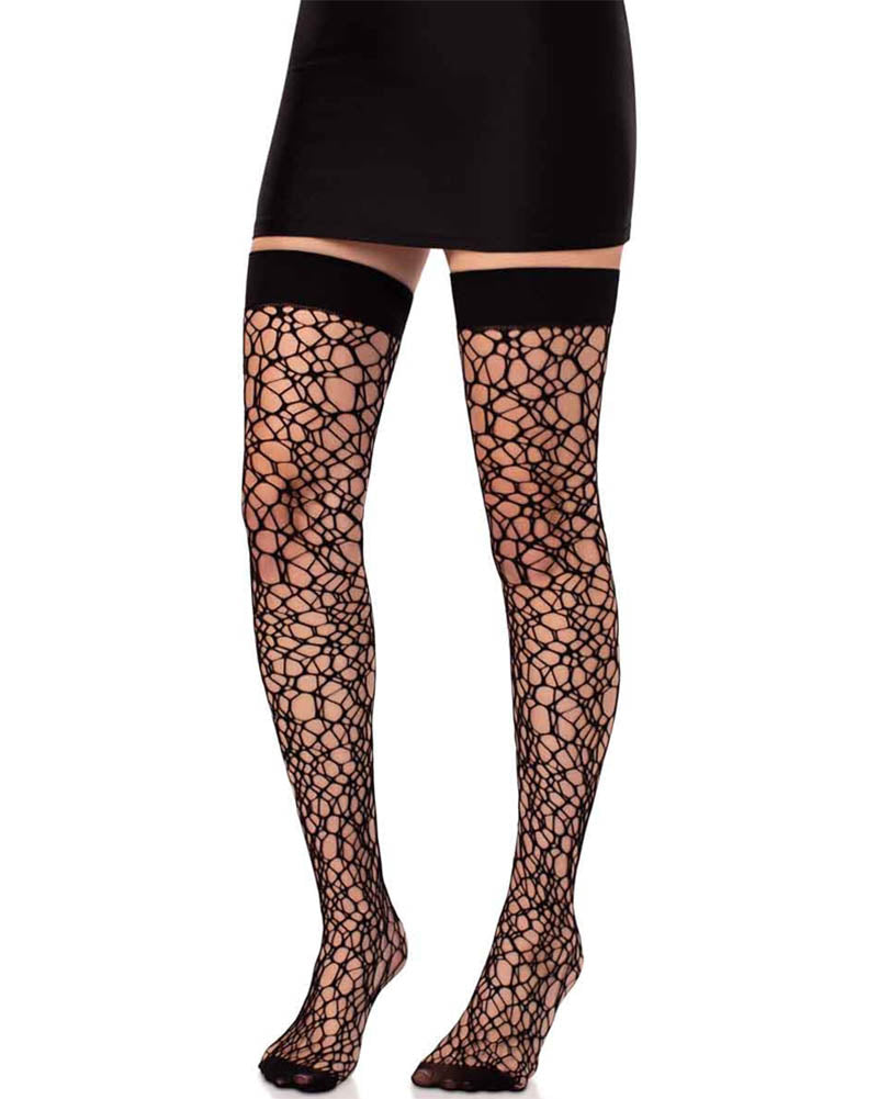 Fractured Net Thigh Highs