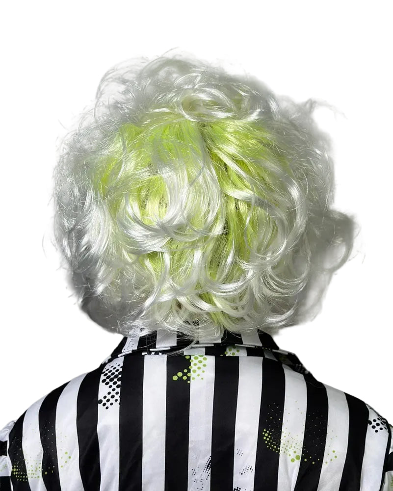 Freaky Beetle Spirit White and Green Curly Wig