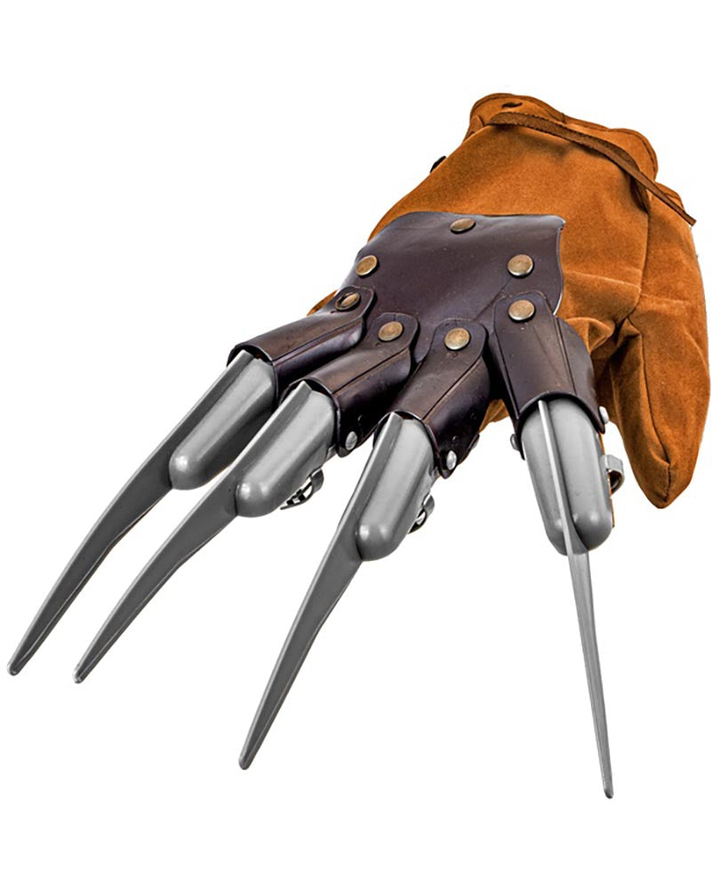Gloves with metal claws on a white background