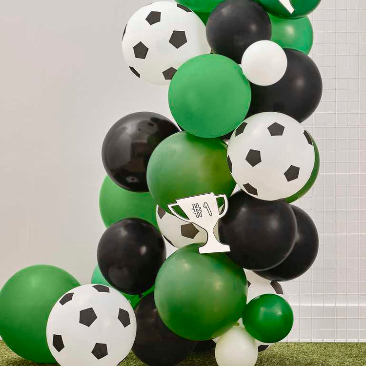 Kick Off Party Football Balloon Arch with Card Trophy Decorations