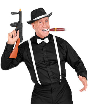 Gangster Hat Braces Bow Tie and Cigar Set