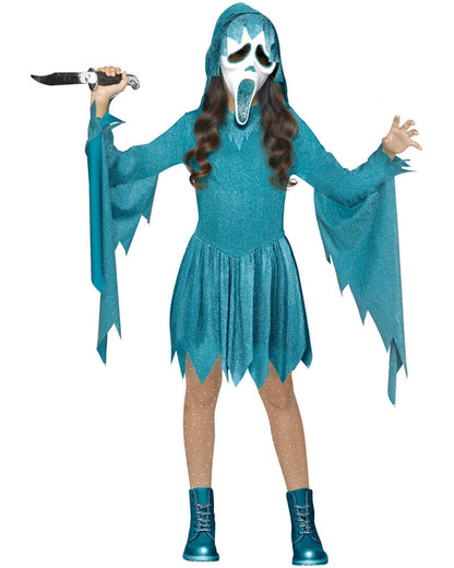 Ghost Face Teal Girls Costume