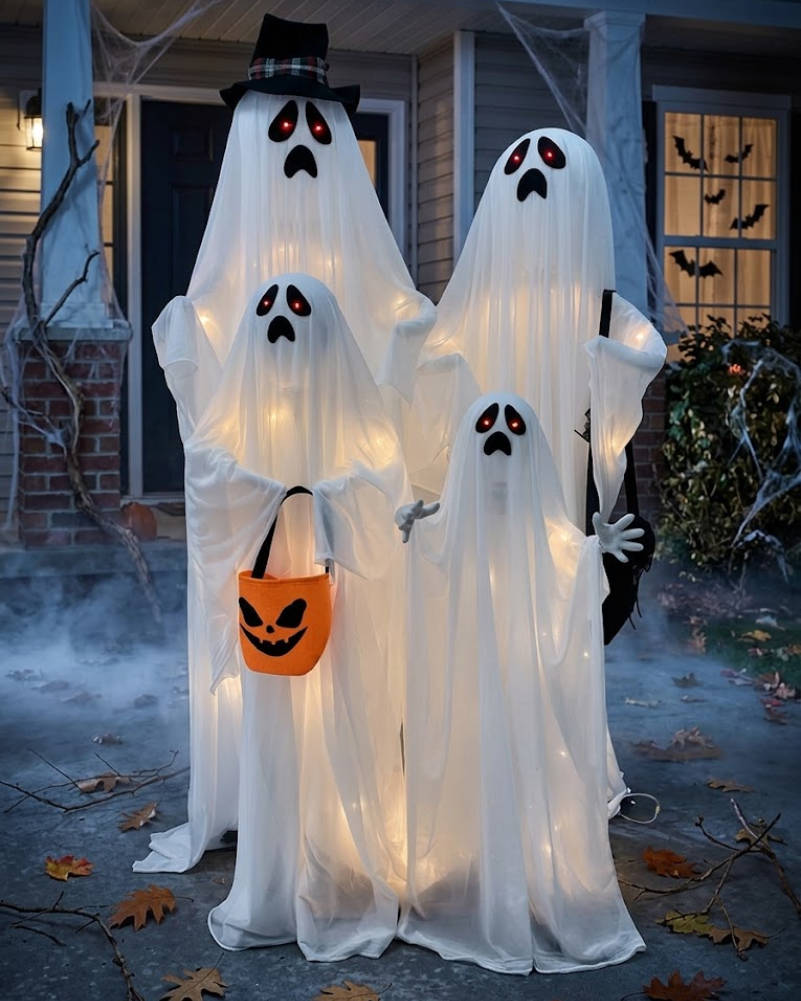Ghost Stack Family Animated Halloween Decoration 1m