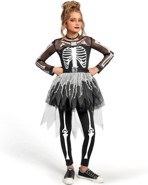 Ghostly Skeleton Girls Costume
