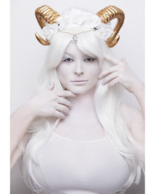 Gilded Rams Horn Headpiece For Halloween