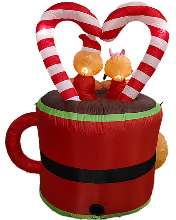 Gingerbread Couple Santa Suit Cocoa Mug Christmas Lawn Inflatable 1.5m