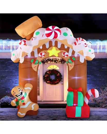 Gingerbread House Archway Christmas Lawn Inflatable 3m