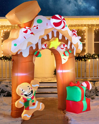 Gingerbread House Archway Christmas Lawn Inflatable 3m