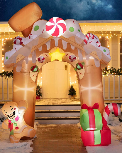 Gingerbread House Archway Christmas Lawn Inflatable 3m