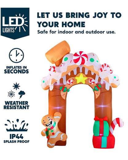 Gingerbread House Archway Christmas Lawn Inflatable 3m