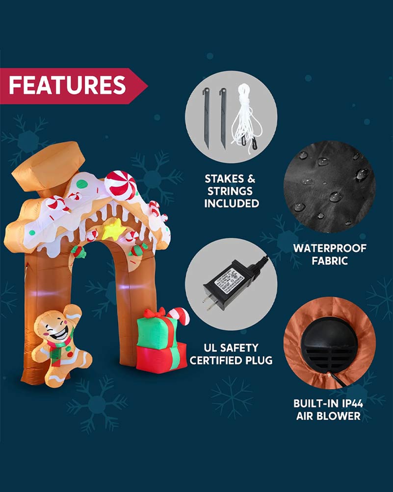 Gingerbread House Archway Christmas Lawn Inflatable 3m