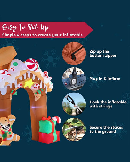 Gingerbread House Archway Christmas Lawn Inflatable 3m