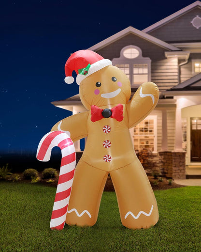 Gingerbread Man Christmas Lawn Inflatable 2.4m