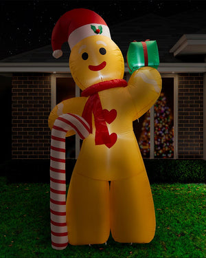 Gingerbread Man Christmas Lawn Inflatable 2.4m