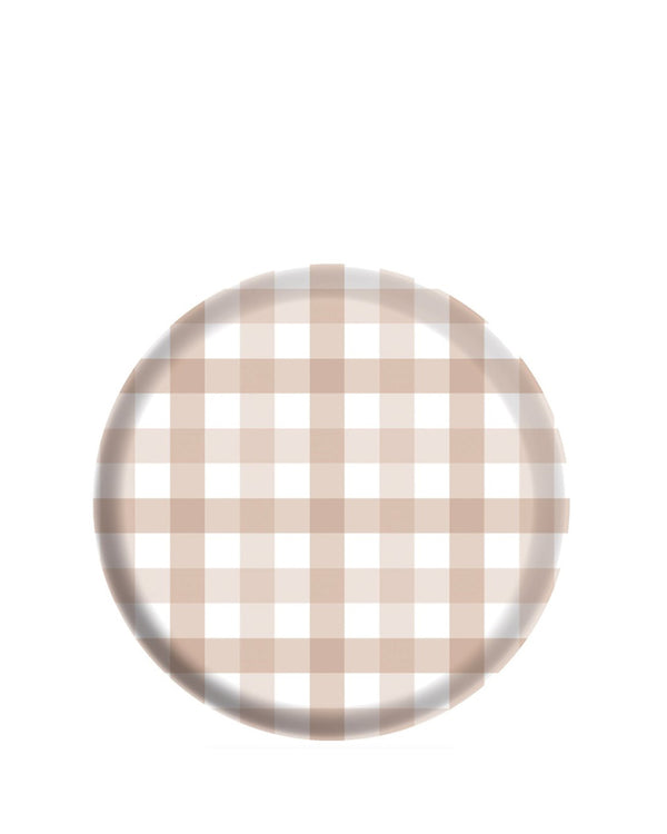 Gingham White Sand 17cm Melamine Plates Pack of 4