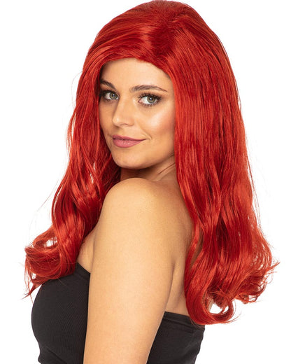 Glamour Deluxe Deep Red Long Wavy Wig