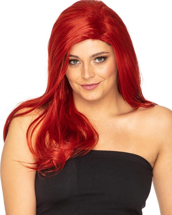 Glamour Deluxe Deep Red Long Wavy Wig