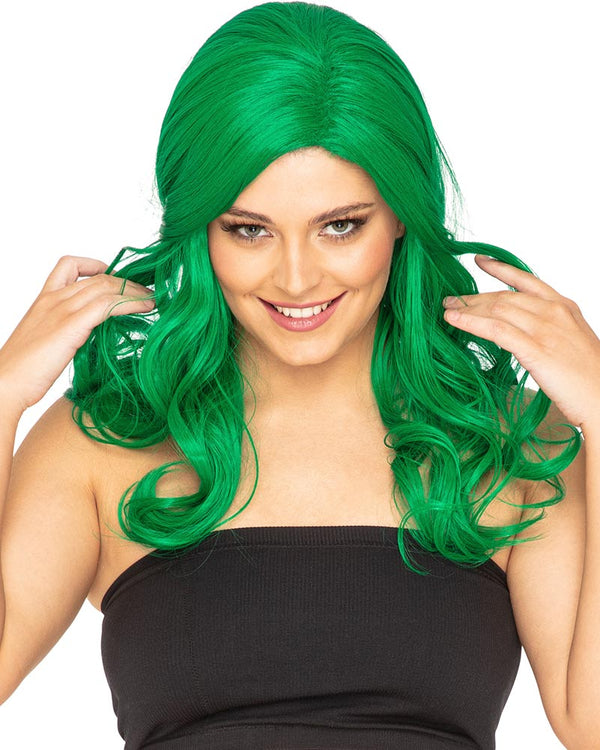 Glamour Deluxe Emerald Green Long Wavy Wig