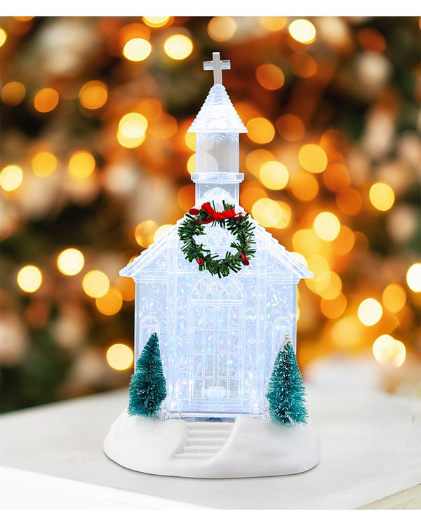 Crystal Church Glitter Swirl Christmas Decoration 27cm