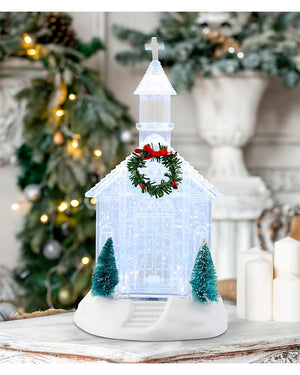 Crystal Church Glitter Swirl Christmas Decoration 27cm